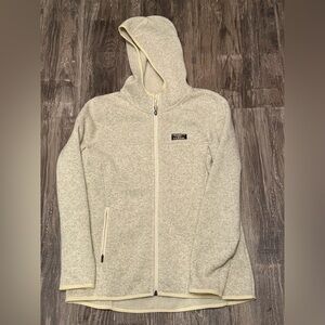 LL Bean Full Zip Size M Cream Hoodie Zip Up